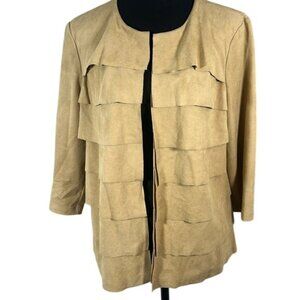 Chicos faux suede tiered travelers jacket S small sz 1